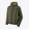 Patagonia Diamond Quilted Bomber Hoody - Industrial Green With Classic Tan