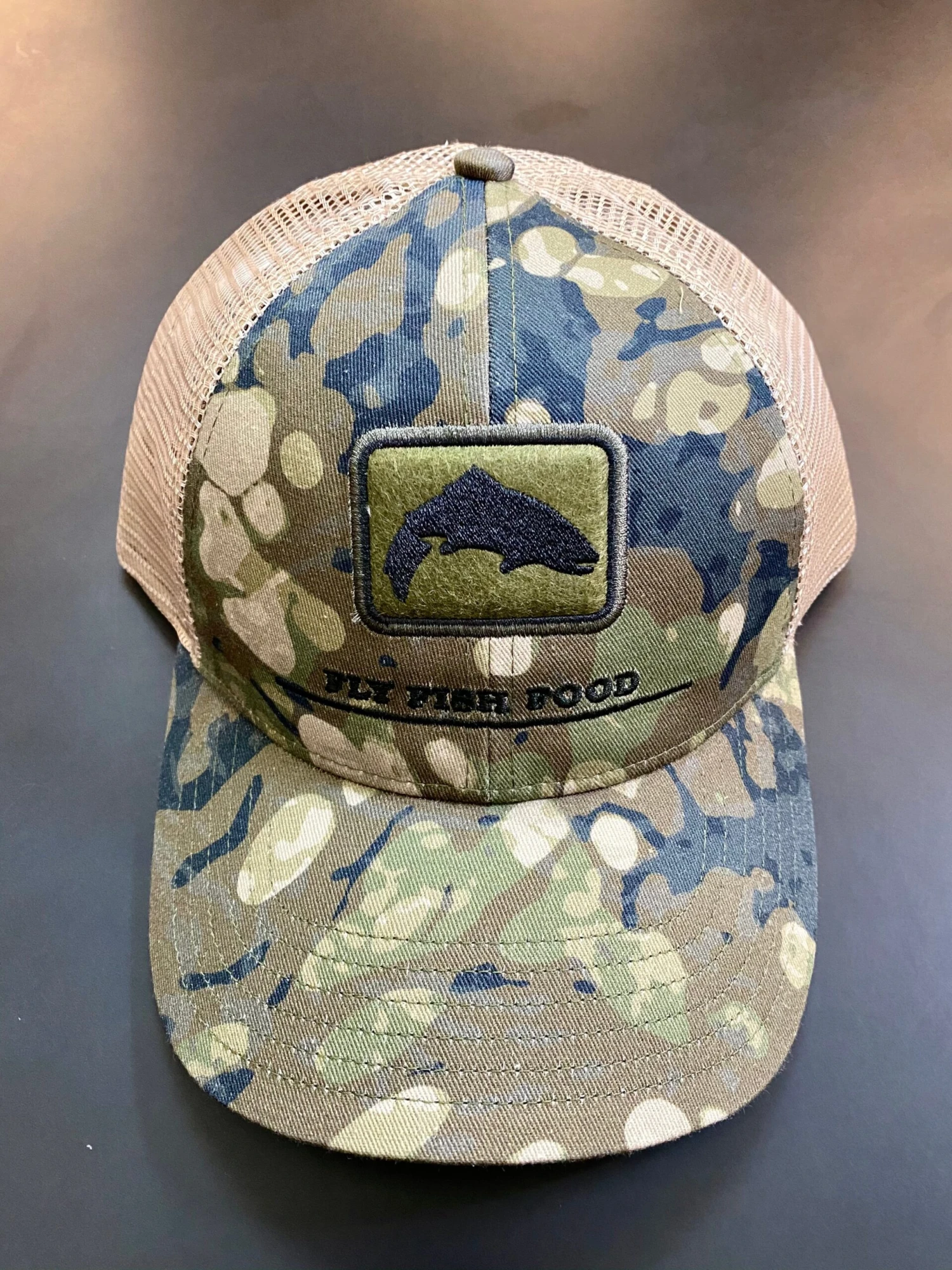 Simms - CBP Trout Icon Trucker - Riparian Camo - Fly Fish Food Logo 3 Simms - CBP Trout Icon Trucker - Riparian Camo - Fly Fish Food Logo