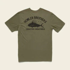 Howler Bros -Creative Creatures Roosterfish Pocket T-Shirt - Olive