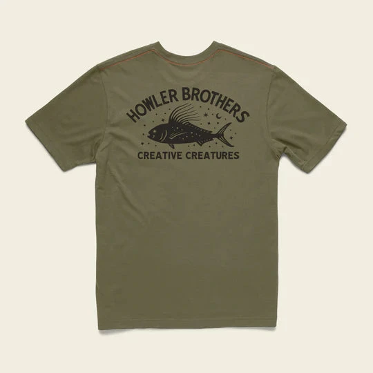 Howler Bros -Creative Creatures Roosterfish Pocket T-Shirt - Olive 3 Howler Bros -Creative Creatures Roosterfish Pocket T-Shirt - Olive