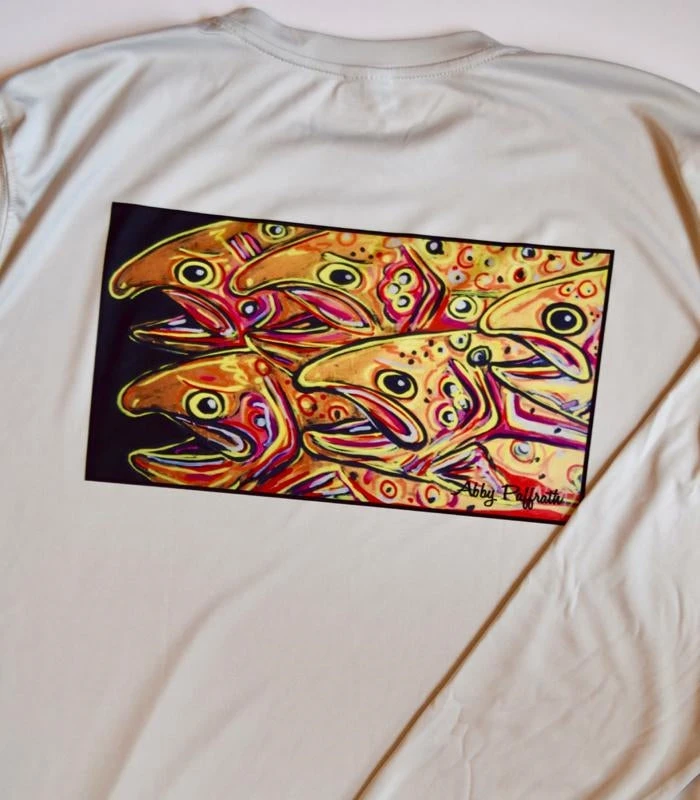 Art 4 All Golden Trout Sun Shirt With Fly Fish Food Logo 3 Art 4 All Golden Trout Sun Shirt With Fly Fish Food Logo