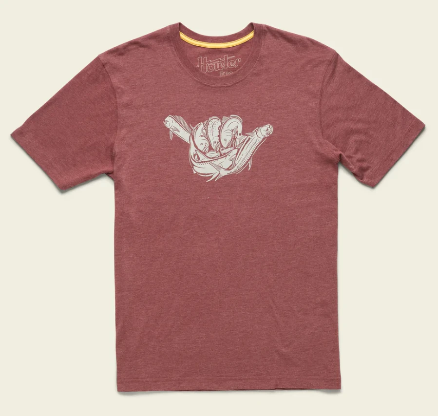 Howler Bros - Fish Shaka T-Shirt - Burgundy Heather 3 Howler Bros - Fish Shaka T-Shirt - Burgundy Heather