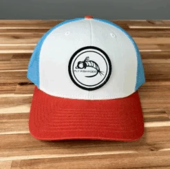 Fly Fish Food Logo Hat - White/Columbia Blue/Dark Orange